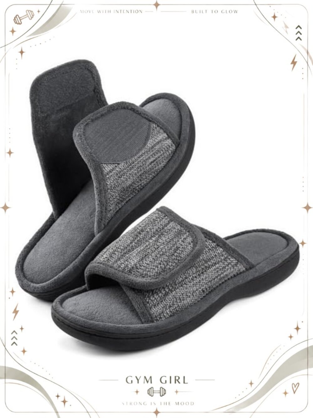 Men's Adjustable Wrap Memory Foam Open Toe Slide Slippers